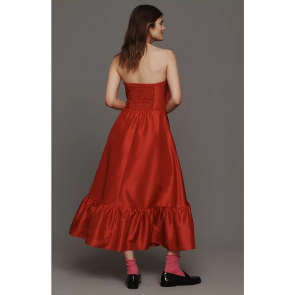 Anthropologie HUTCH Strapless Heart Maxi Dress in Red Pink Size US 10 NWT $218 - Picture 2 of 6
